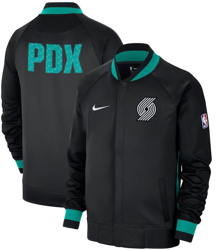 Men Portland Trail Blazers Black Nike City Edition Full Zip Jacket 2023 NBA Jersey->->